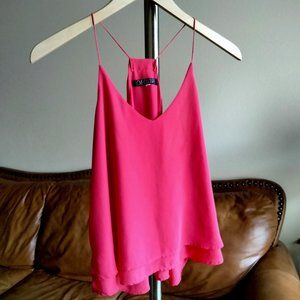 LOVE CULTURE Racer Back Spaghetti Straps Chiffon Orange Blouse Size M